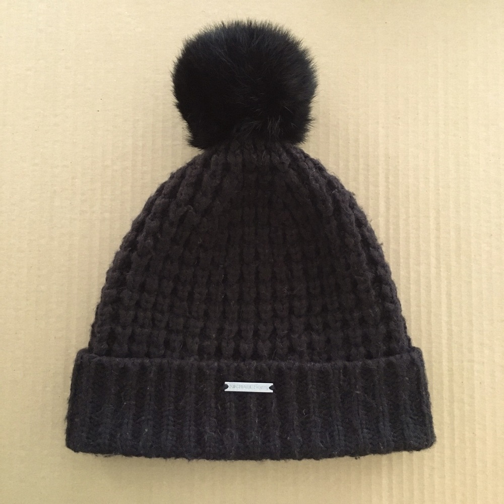 Michael Kors Rabbit Fur Pom Pom Hat